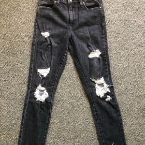 Levi's Black Distressed Ankle Skinny Jeans 721